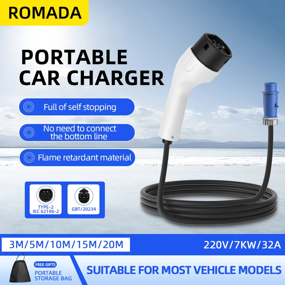Ev Charger Adapter - ROMADA Type2 IEC62196-2 Per Veicolo Elettrico